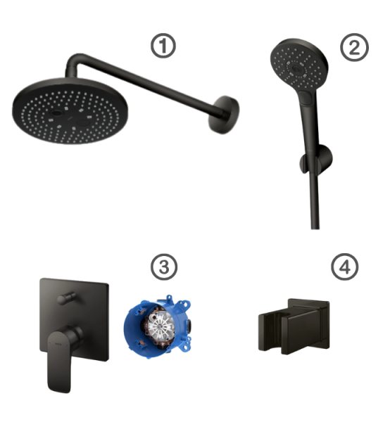 Tổ hợp sen âm tường TBW01004BB#MBL/TBW01010A#MBL/TBG04304BB#MBL/TBN01001B/TBW08010A#MBL